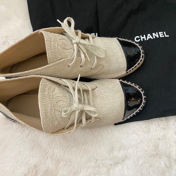Chanel Crackled Calfskin High Top Espadrilles - Picture 1 of 6